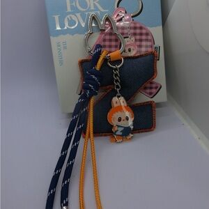 Kids Bunny Charm Keychain with Blue and Orange Accents( Z )
